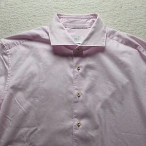 Eterna 1863 Dress Shirt Mens 16 Pink Solid Slim Fit Cotton Long Sleeve Woven
